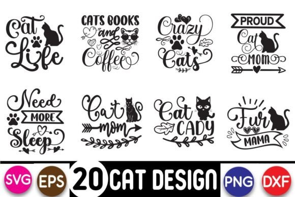 Cat Svg Bundle, Cat Design, Cat Bundle for Graphics and Crafts
