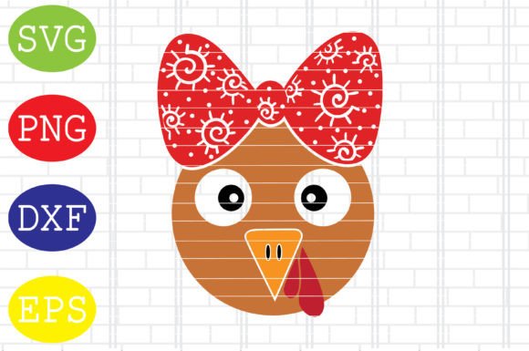 Turkey with Bow Svg, Thanksgiving Svg for Graphics and Crafts